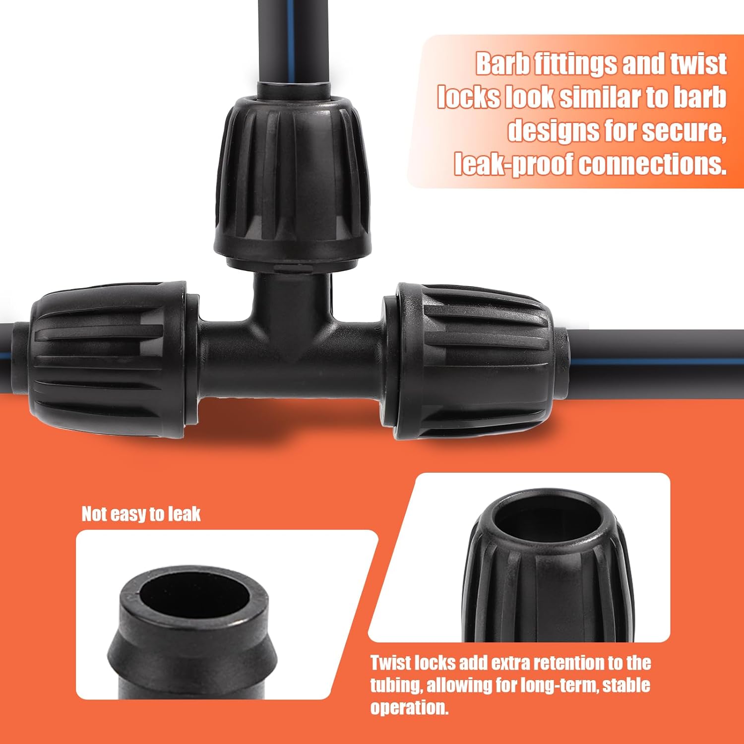 18pcs Drip Line Tees for 1/2 Inch Drip Tubing, Anti-Drop Drip Irrigation Tee Fittings Anti-Leak Tee Connectors Drip Irrigation Fittings for Garden Irrigation System Parts