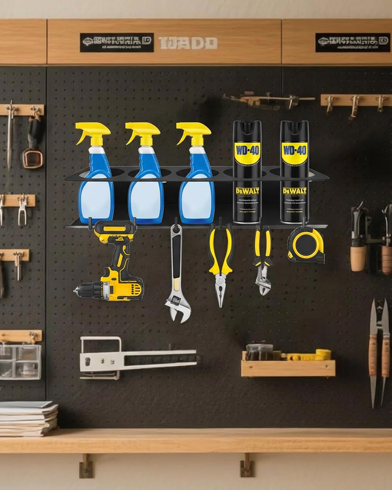 2 Stück Dosenhalter für Sprühflaschen: Spraydosenhalter mit 5 Löchern und 6 Dosenhalter Schlitzen Wandhalterung aus Metall mit Schrauben und Dübeln für Werkstatt Garage