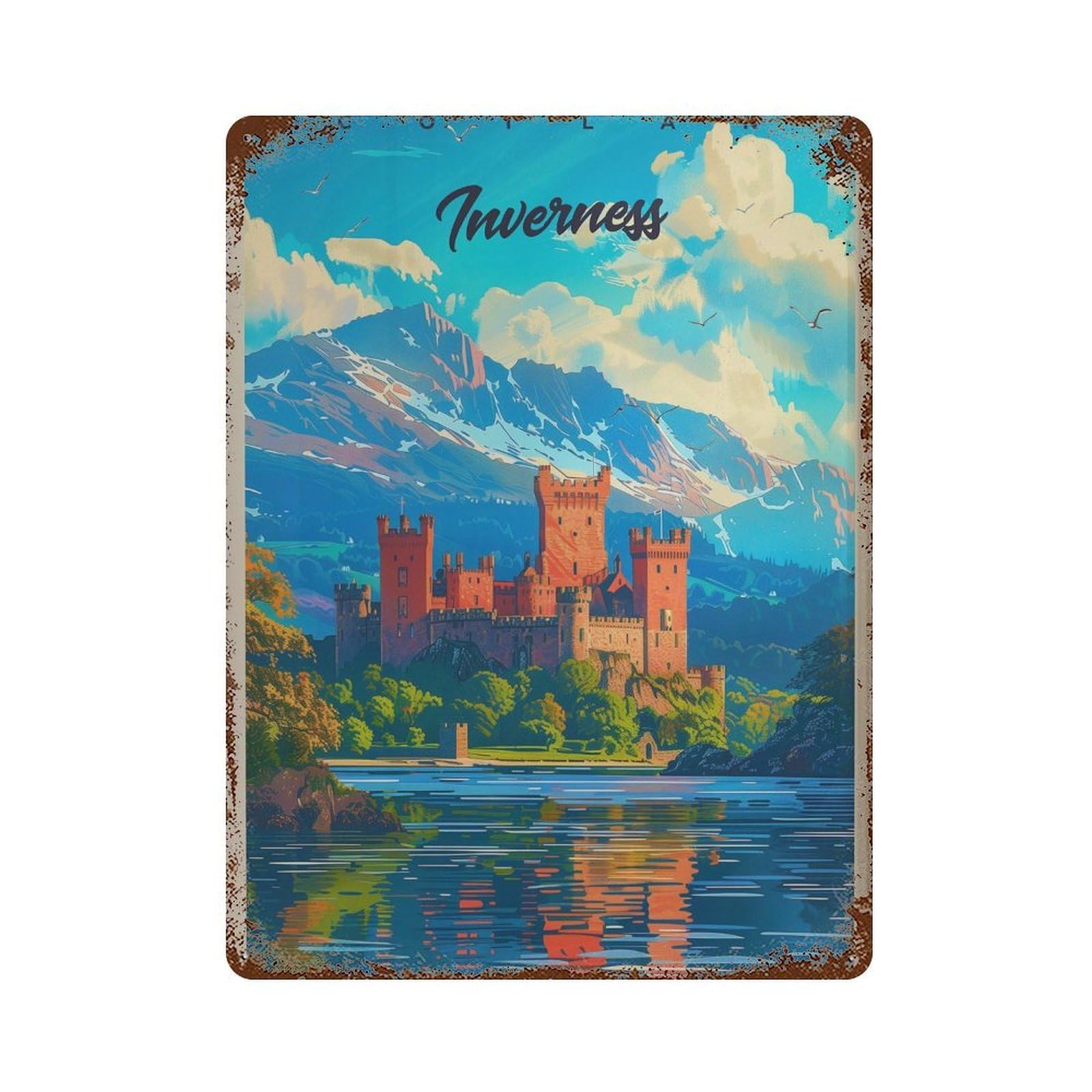 xiaoxiaoshen Inverness Castle Travel Scotland Wall Decor Art Metal Tin Poster Modern Home Decor Art Home Bar Shop Decorations Vintage Sign 40x30cm