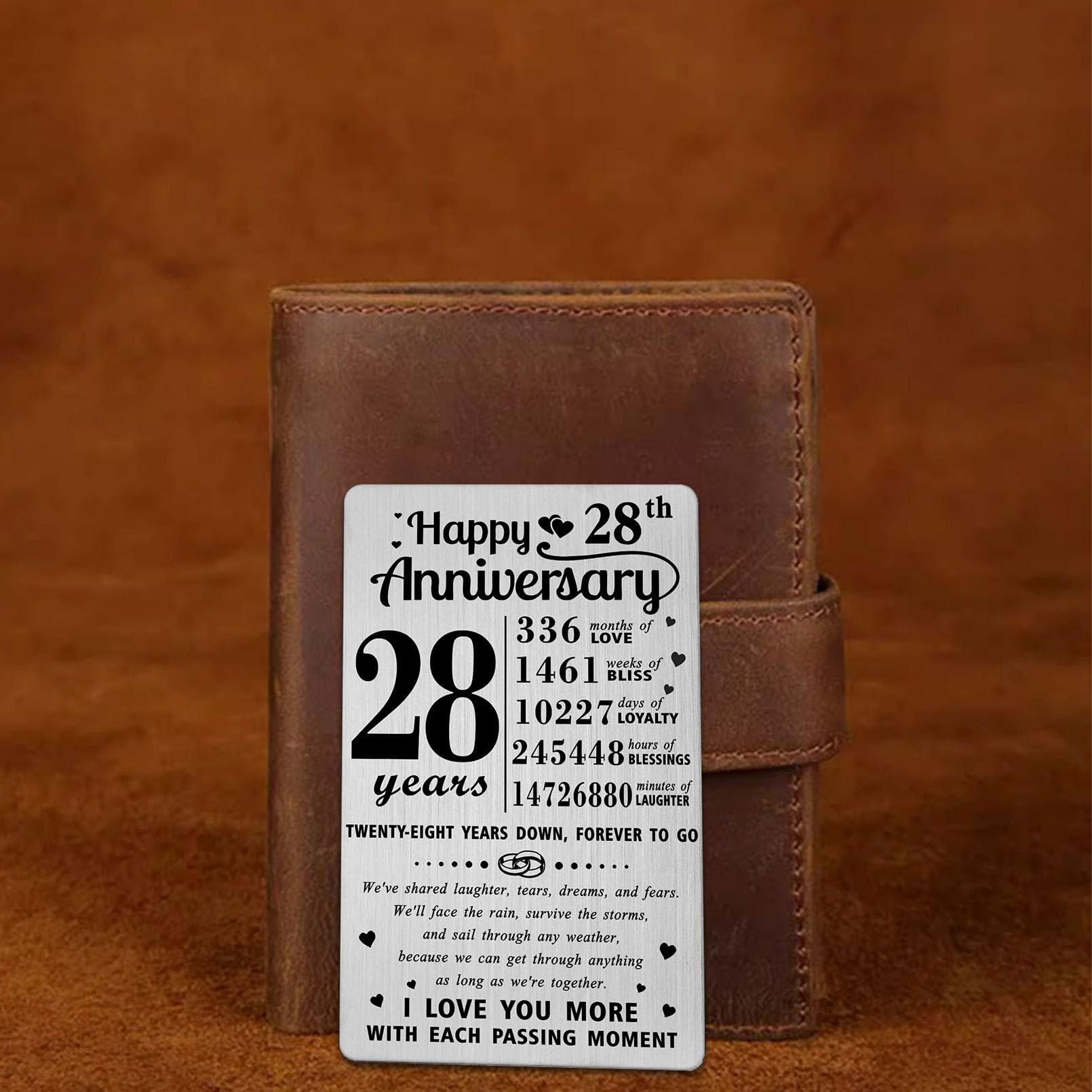 Richesele 28th Wedding Anniversary Card - Happy 28 Years Anniversary Decoration - Silver Greeting Card for Couples - Image 4