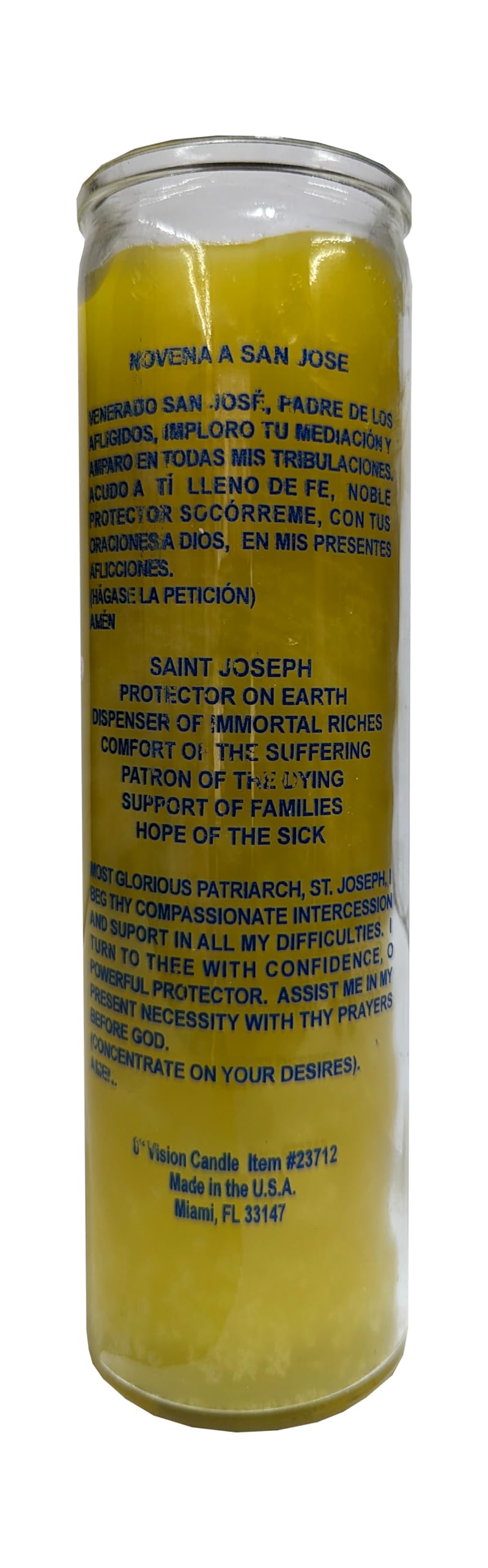 Generic Saint Joseph (San Jose) Yellow Devotional Candle