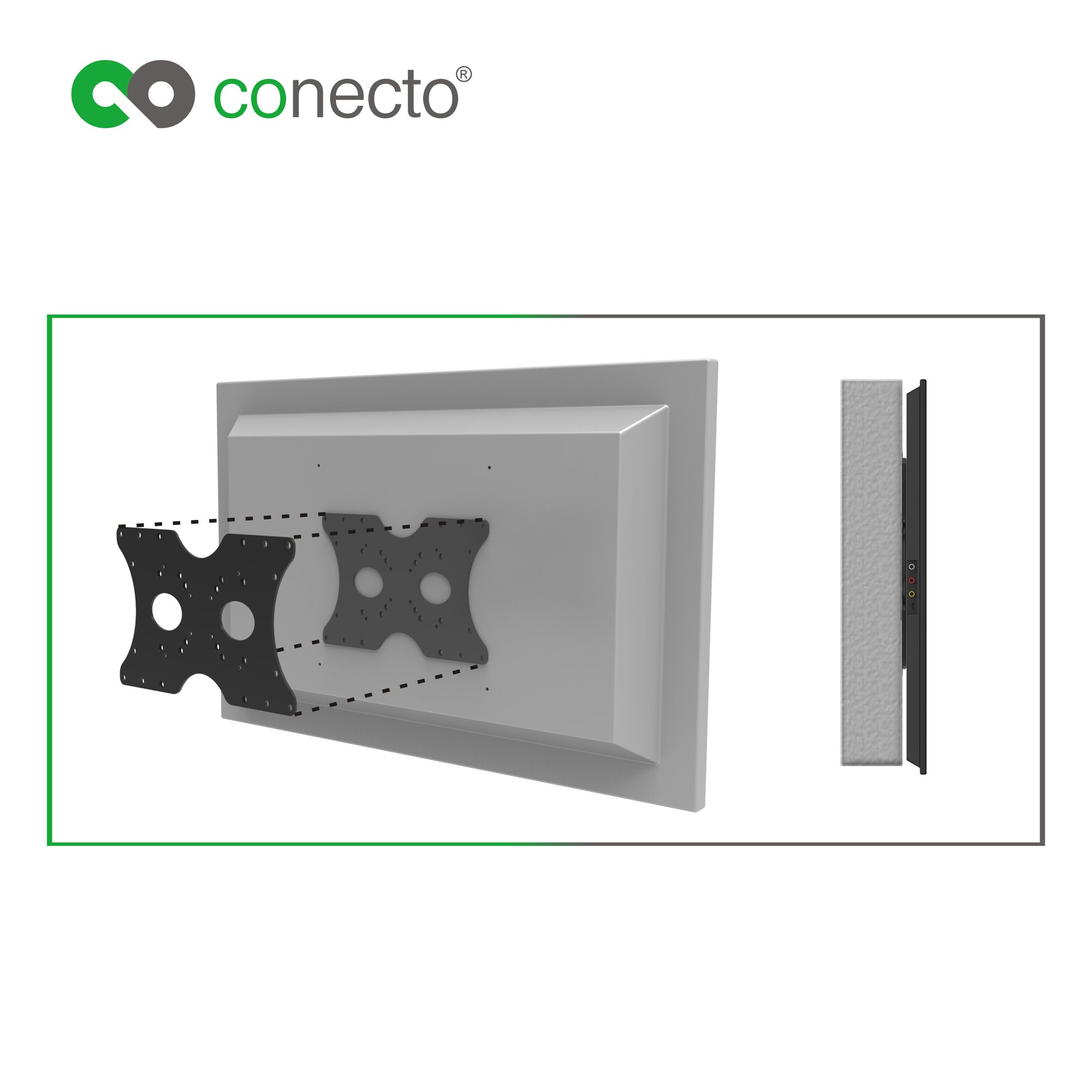 conecto Adapter VESA, płytka adapterowa, uniwersalna, VESA 50 x 50 do 400 x 200, 1-częściowy, czarny