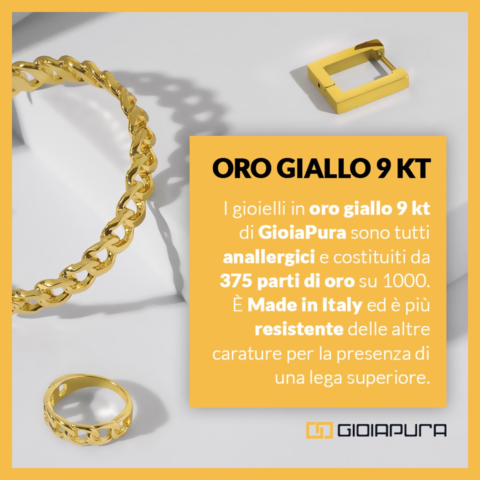 GioiaPura Collana da donna collezione oro 375. Collana girocollo realizzata in oro giallo 9kt con ciondolo e punto luce. Diametro: 4,25 mm. Peso: 1,45 g circa. La referenza è gp9-s168867