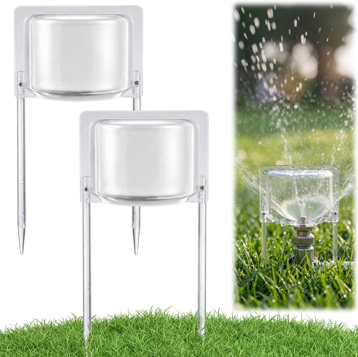 LemonRoad 4 Pcs Sprinkler Splash Shield Guard Thickened Plastic Sprinkler Over Spray Guard Rustproof Irrigation Cover Deflectors Blocker Protector for Outdoor Lawn Garden Backyard (White,Common)