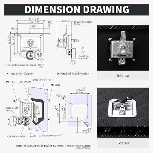 Miniatura 7 de Caja de herramientas combinada de repuesto para camión, cerradura de combinación de 3 dígitos, cerradura de combinación sin llave, cierre plegable