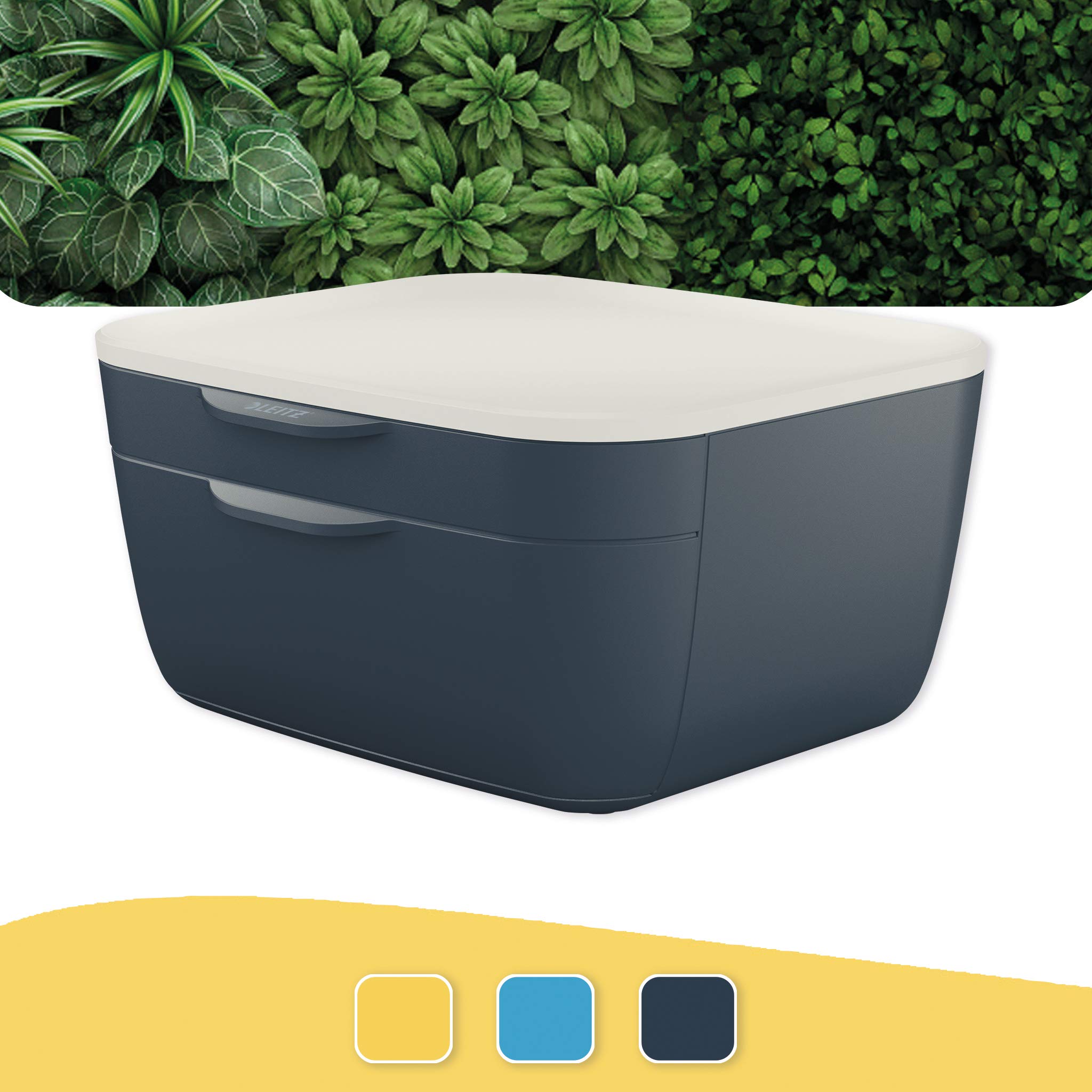 Leitz – Bloc de Classement Bureau, 2 Tiroirs de Rangement Petit et Grand Format, Organisation Documents A4 et Accessoires, Design Moderne, Gris Cosy, 53570089