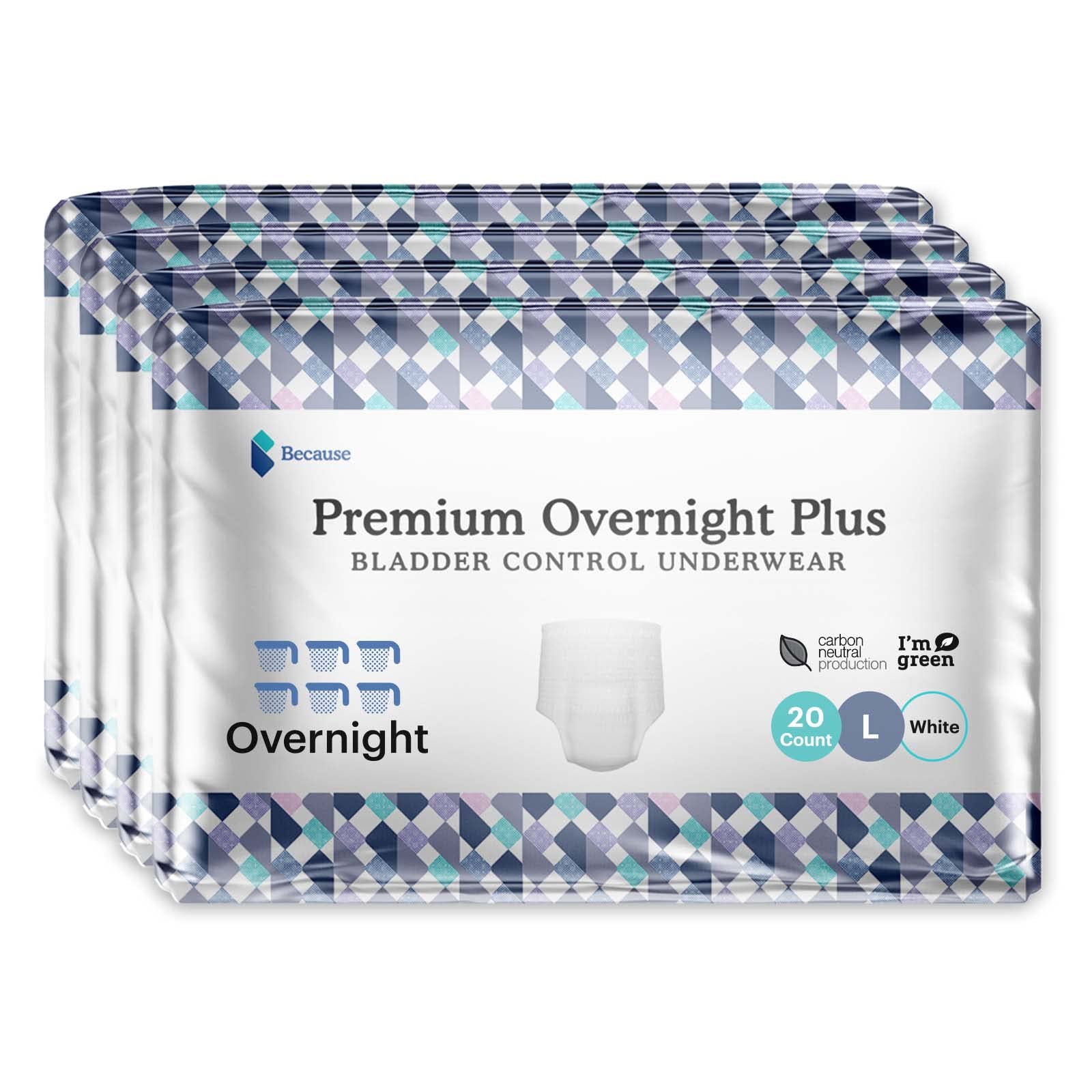 Because Unisex Premium Overnight Plus Pull Up Underwear 80ct