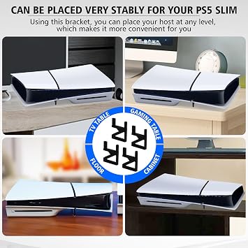 4pcs Stand for PS5 Slim/PRO Horizontal Stand Console for Sony PlayStation 5 Slim Digital Edition and Disc Edition 4 x Black Square