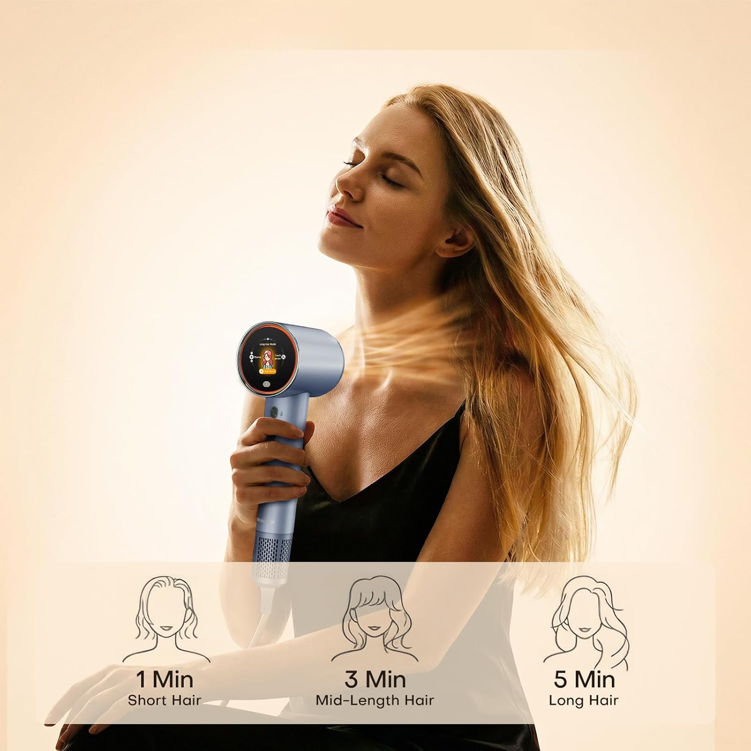 High Speed Hair Dryer, 1Billion Plasma Ionic Blow Dryer with 110000 RPM Brushless Motor for Fast Drying, Low Noise Lightweight Design with Smart LCD Display, Anti-Frizz and Static for Frizzy Hair.