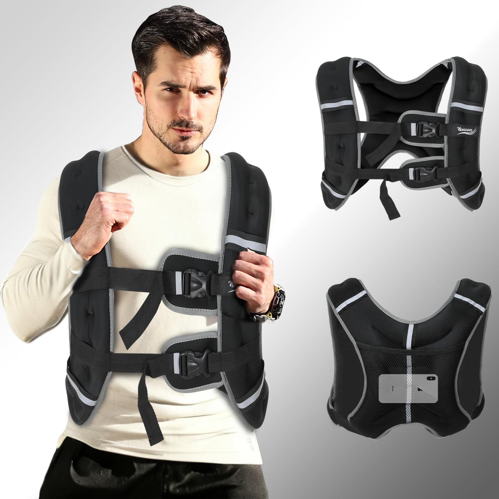 Chaleco Lastrado Ajustable, Chaleco de Peso para Entrenamiento, Material Transpirable, 3kg, 5kg,8kg12kg, con Bolsa de Almacenamiento, para Gimnasio, Running y Crossfit