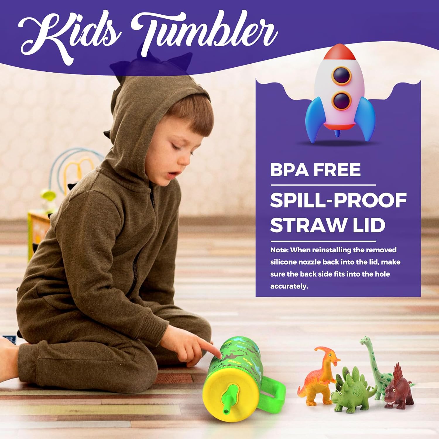 Kids 24 oz Tumbler with Handle, Leak-Proof Screw-On Lid with Removable Silicone Straw, Spill Proof, Reusable Stainless Steel Insulated Water Bottle, Gift for Kids Boys Girls, Dark Blue Mix - Image 6