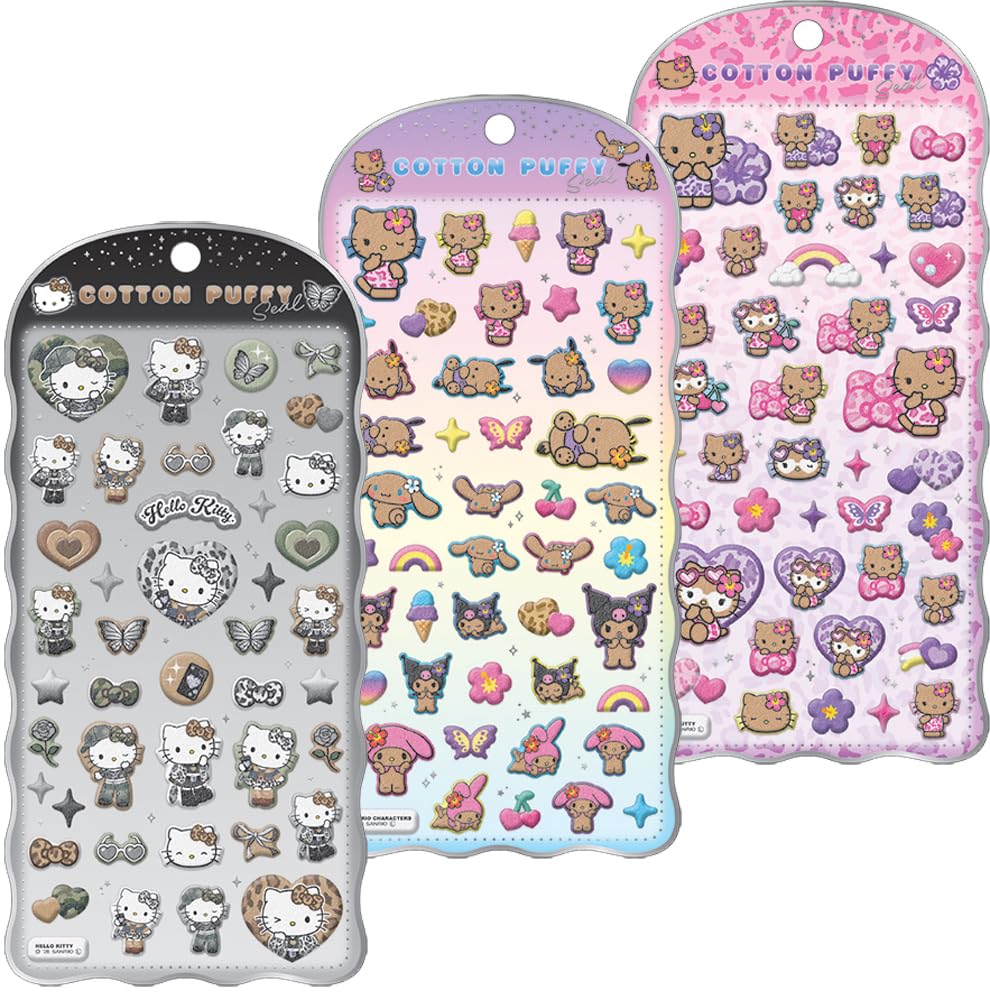 COTTON PUFFY シール 大量まとめ売りセット Amazon | 【3種セット】 クラックス コットンパフィーシール サンリオ