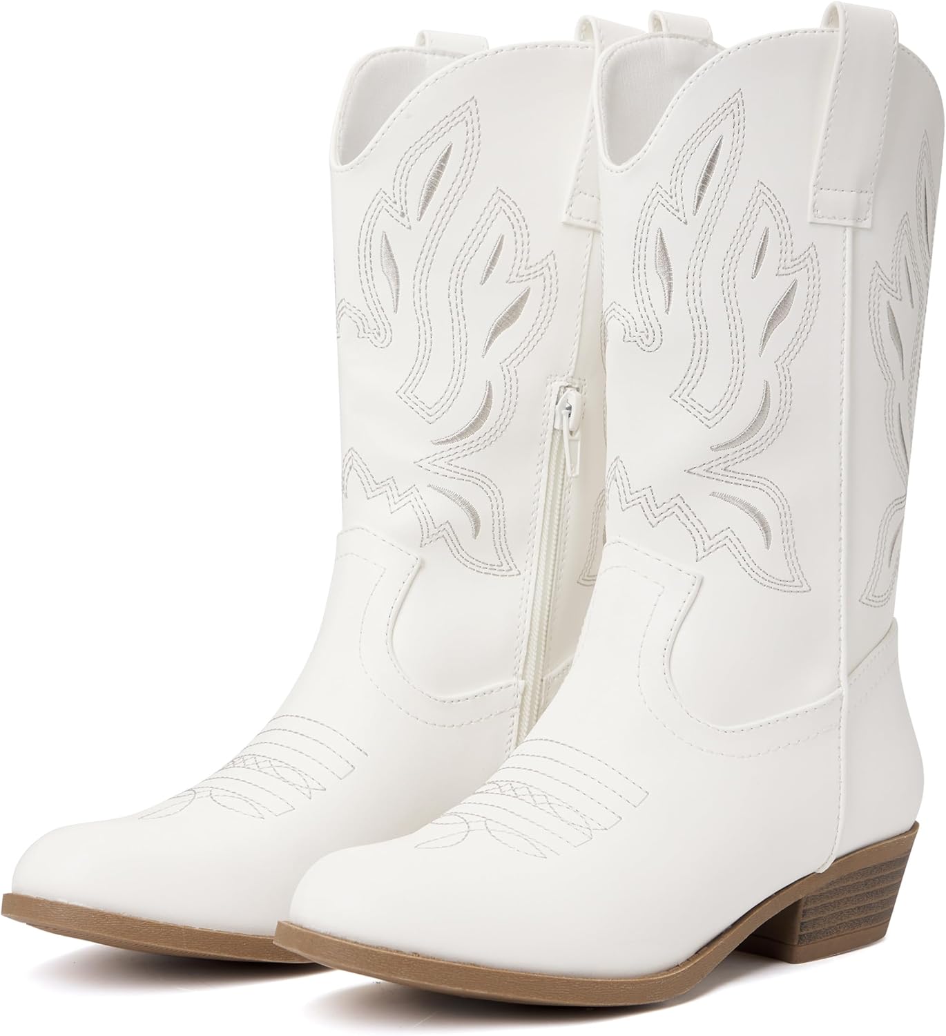 vodvob Kids Western Cowgirl Boots for Girls Pointed Toe Glitter Western Cowboy Boots Mid Calf Riding Shoes Little Kid/Big Kid