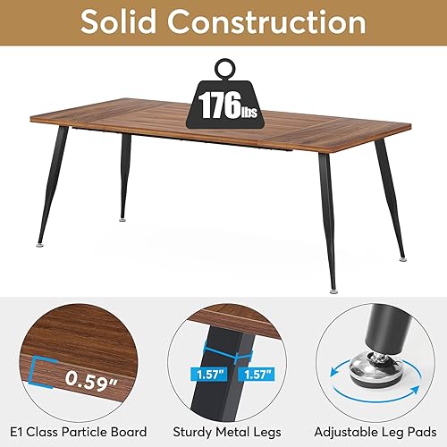 Miniatura 7 de Tribesigns Mesa de comedor grande de 70.9 pulgadas para 6 a 8, muebles de mesa de cocina industrial con patas de metal, moderna mesa rectangular de