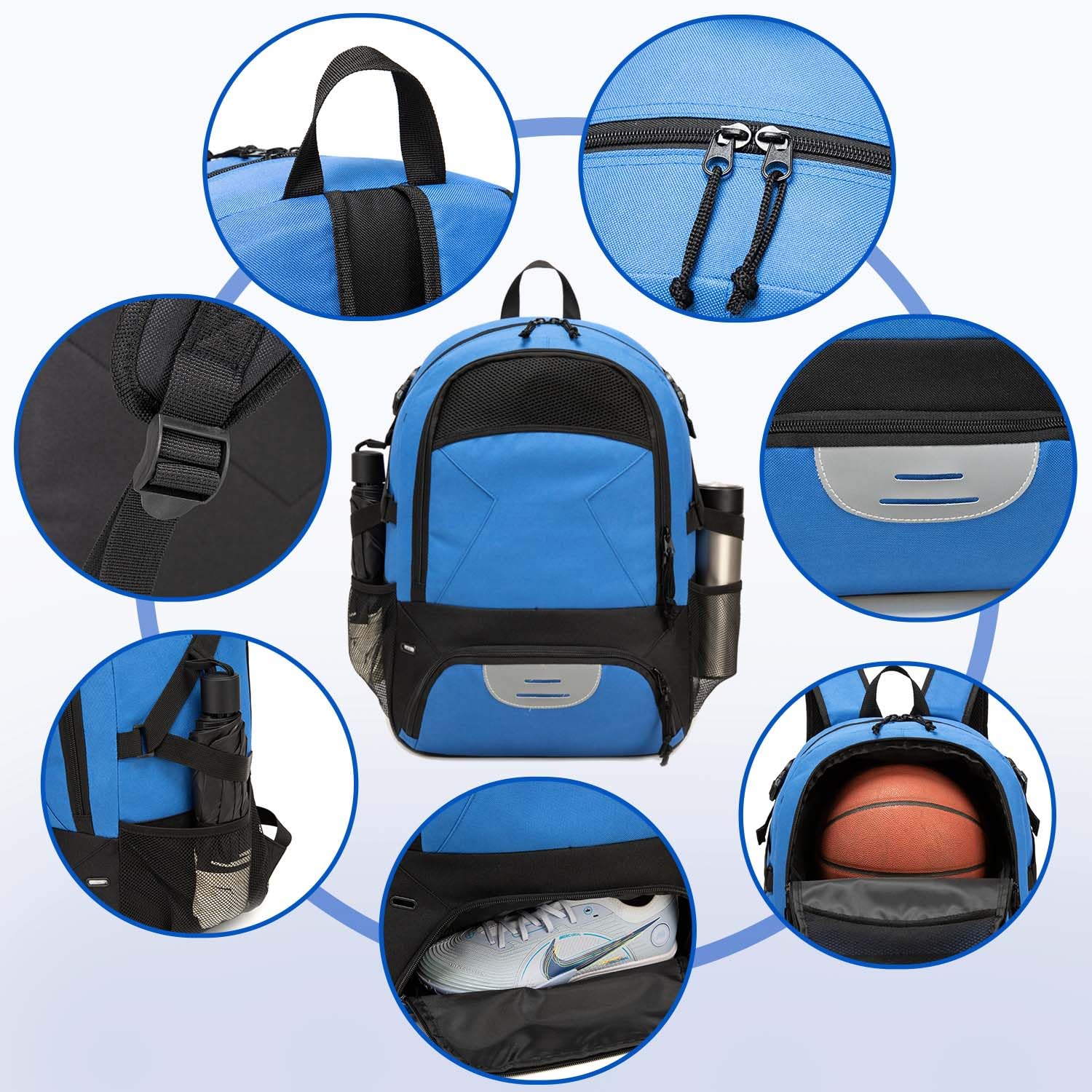 Mochila de baloncesto, bolsas de equipo deportivo de gran capacidad para baloncesto, fútbol y voleibol.