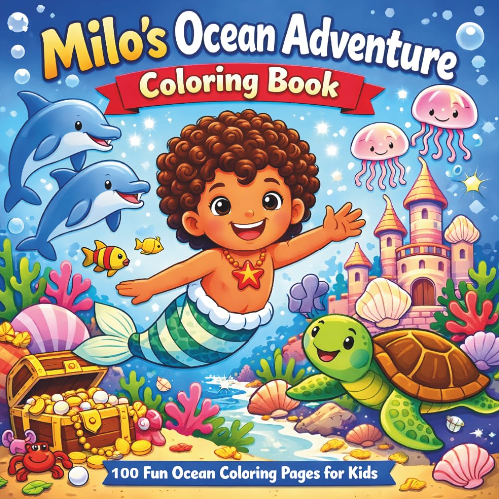 Milo the Mermaid Kid Coloring Book for Kids Ages 3–8: Fun and Easy Coloring Pages with Bold Lines, Big Spaces, and Adorable Ocean Friends – Perfect for Toddlers and Young Kids