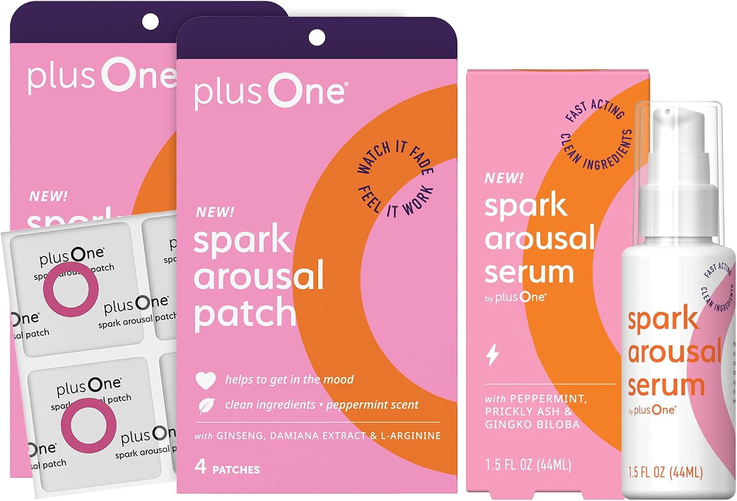 plusOne Spark Arousal Patch 2-Pack (8 Patches) + Arousal Serum