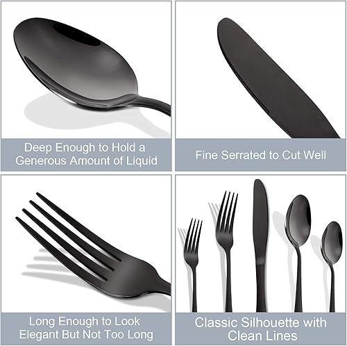 Vista 11 de Juego de cubiertos dorados de 20 piezas, cubiertos de acero inoxidable duradero, juego de utensilios de cocina para fiesta en casa y restaurante, Oro