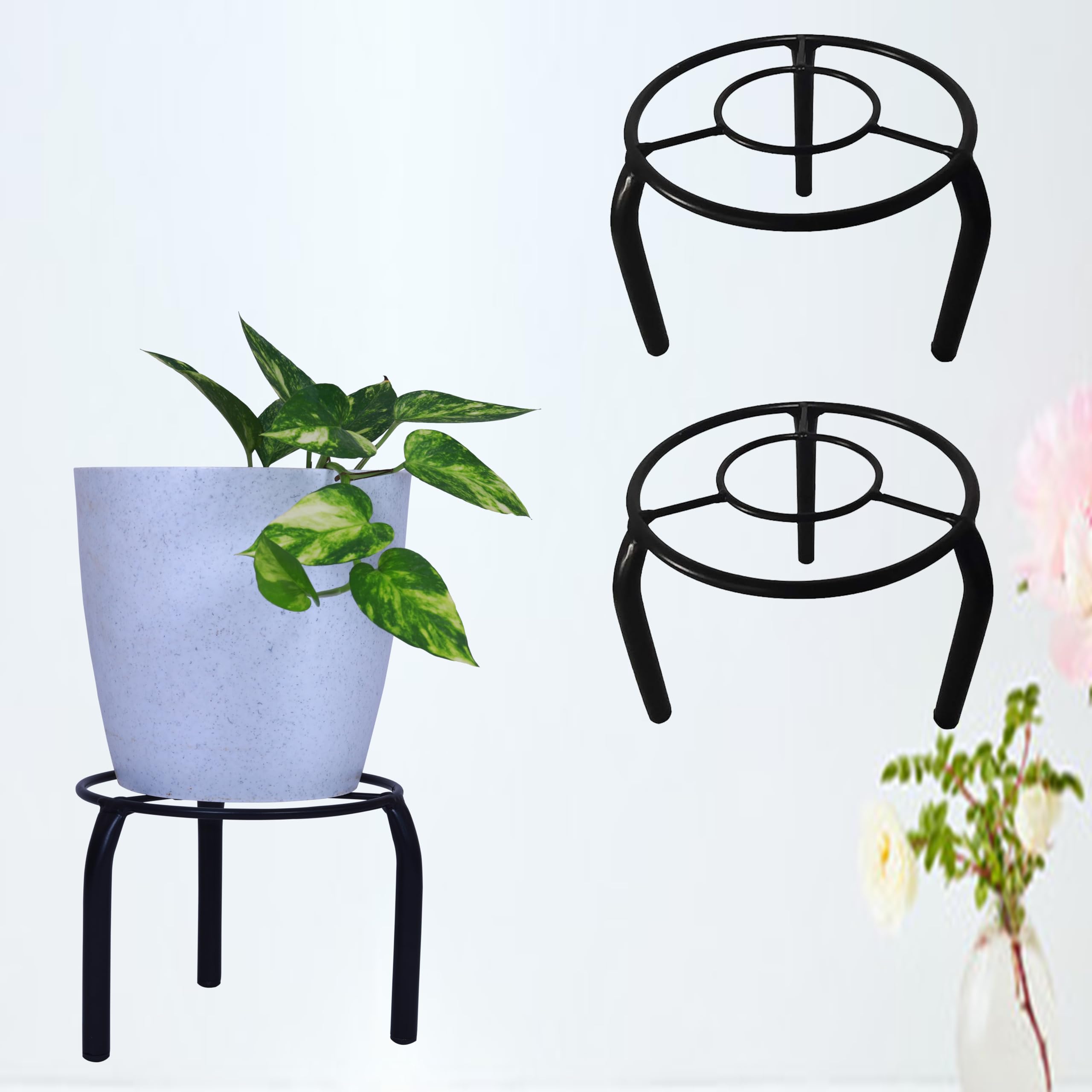 D&V Engineering Metal Plant Stand for Living Room, Balcony & Garden | Indoor/Outdoor Flower Pot Stand | Heavy-Duty Planter Stand | 50kg Weight Capacity | Size: 19x19x15 cm | Pack of 2, Black (B0822T7CN3) Amazon Price History, Amazon Price Tracker