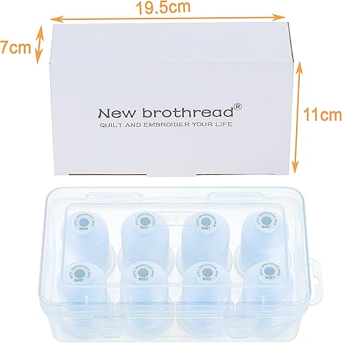 Miniatura 2 de New brothread - 15 opciones, 8 carretes a presión de hilo multiusos 100% algodón mercerizado 30WT 600M cada carrete con caja de almacenamiento de