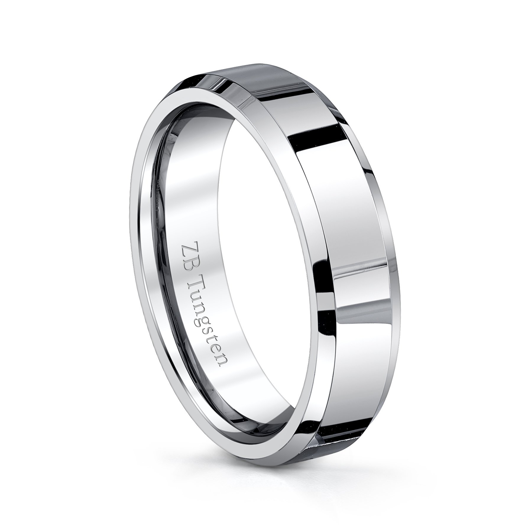 6MM/8MM ZB Tungsten Wedding Band Rings Highly Polished Band with Polished Beveled Edges for Men - Unity