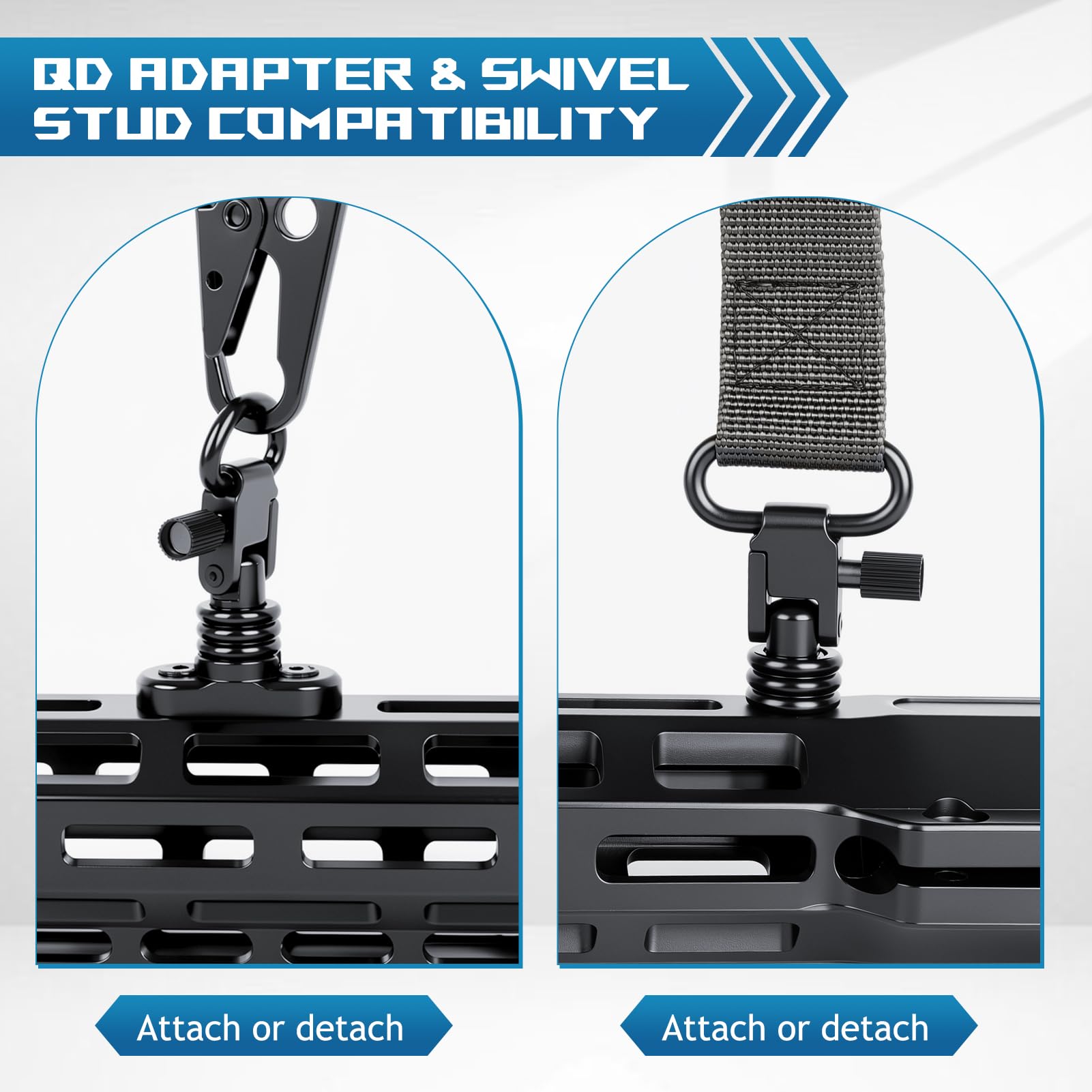 QD Sling Swivel Stud per QD Sling Mount, in acciaio resistente, adattatore a sgancio rapido con pulsante