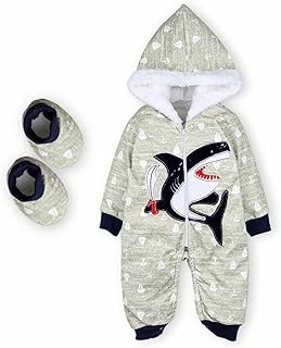 سالوبيت شتوي وشرابات مبطنة مصنوع من خامات جيدة، لون اخضر غامق - مقاس 0 من 0 - 3 شهور