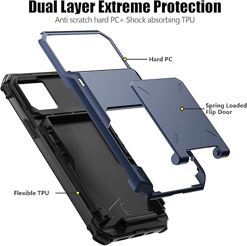 Miniatura 3 de Nvollnoe Funda para iPhone 1212 Pro con tarjetero almacena 5 tarjetas Funda tipo cartera de doble capa resistente a prueba de golpes con ranura