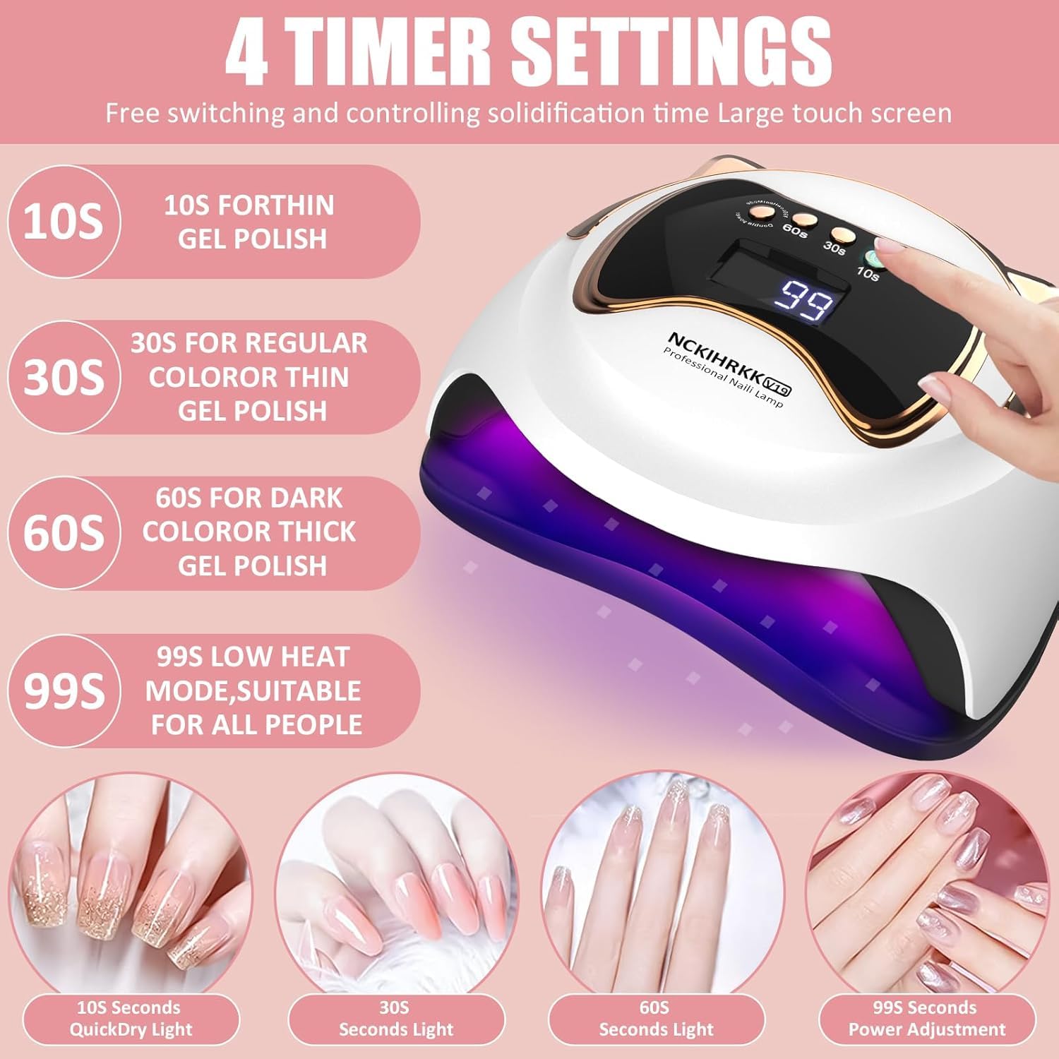 180W Lampada UV LED Unghie, Professionale Fornetto Unghie Semipermanente per Manicure Display LED Automatico Sensore, Maniglia a Orecchio di Gatto, Lampada Led Unghie per Manicure/Pedicure