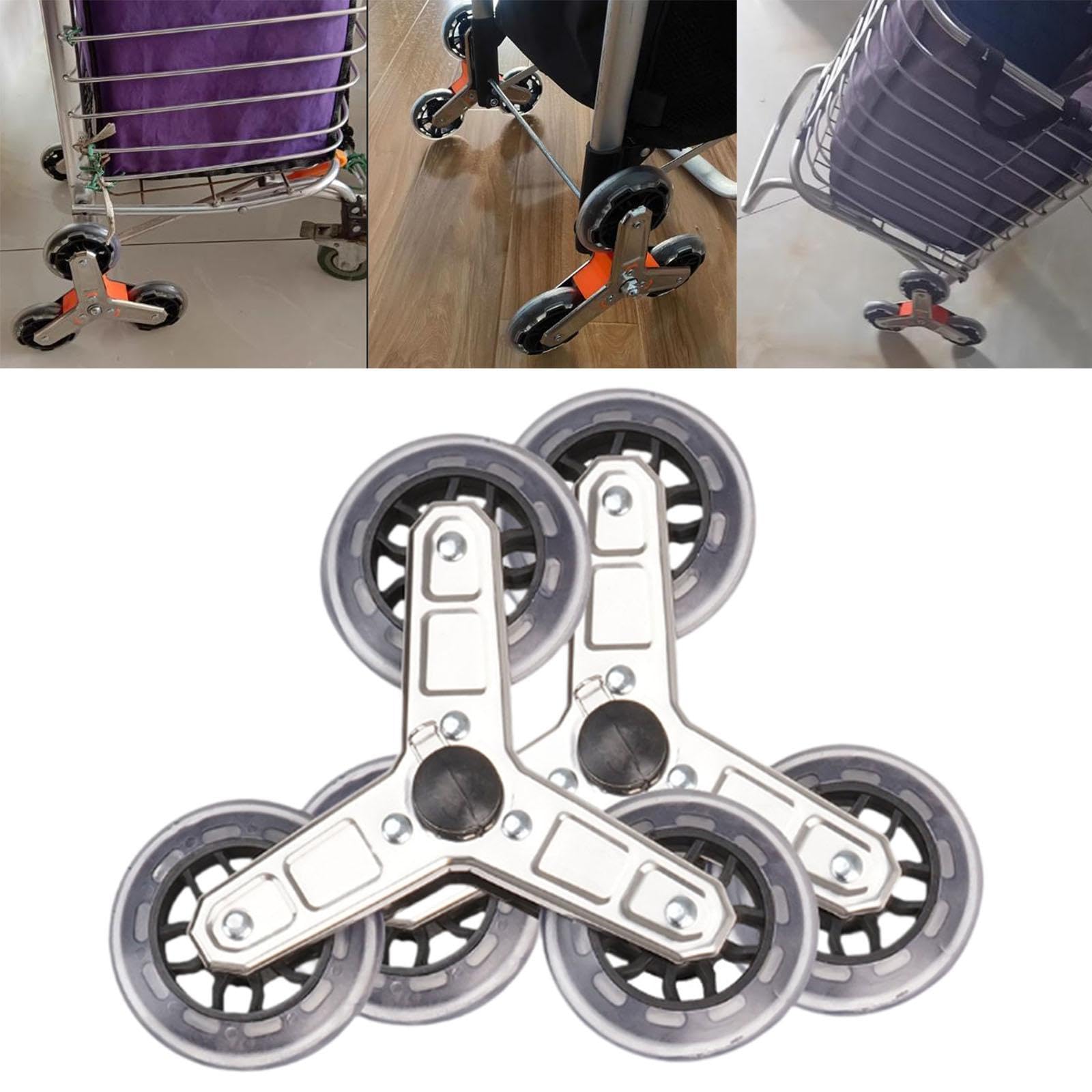 VEGOATY Lot de 2 roues triangulaires de rechange en acier inoxydable : roues de chariot de courses triangulaires avec boucle, roue de rechange lisse et silencieuse pour escaliers pour meubles, linge VEGOATY Lot de 2 roues triangulaires de rechange en acier inoxydable : roues de chariot de courses triangulaires avec boucle, roue de rechange lisse et silencieuse pour escaliers pour meubles, linge