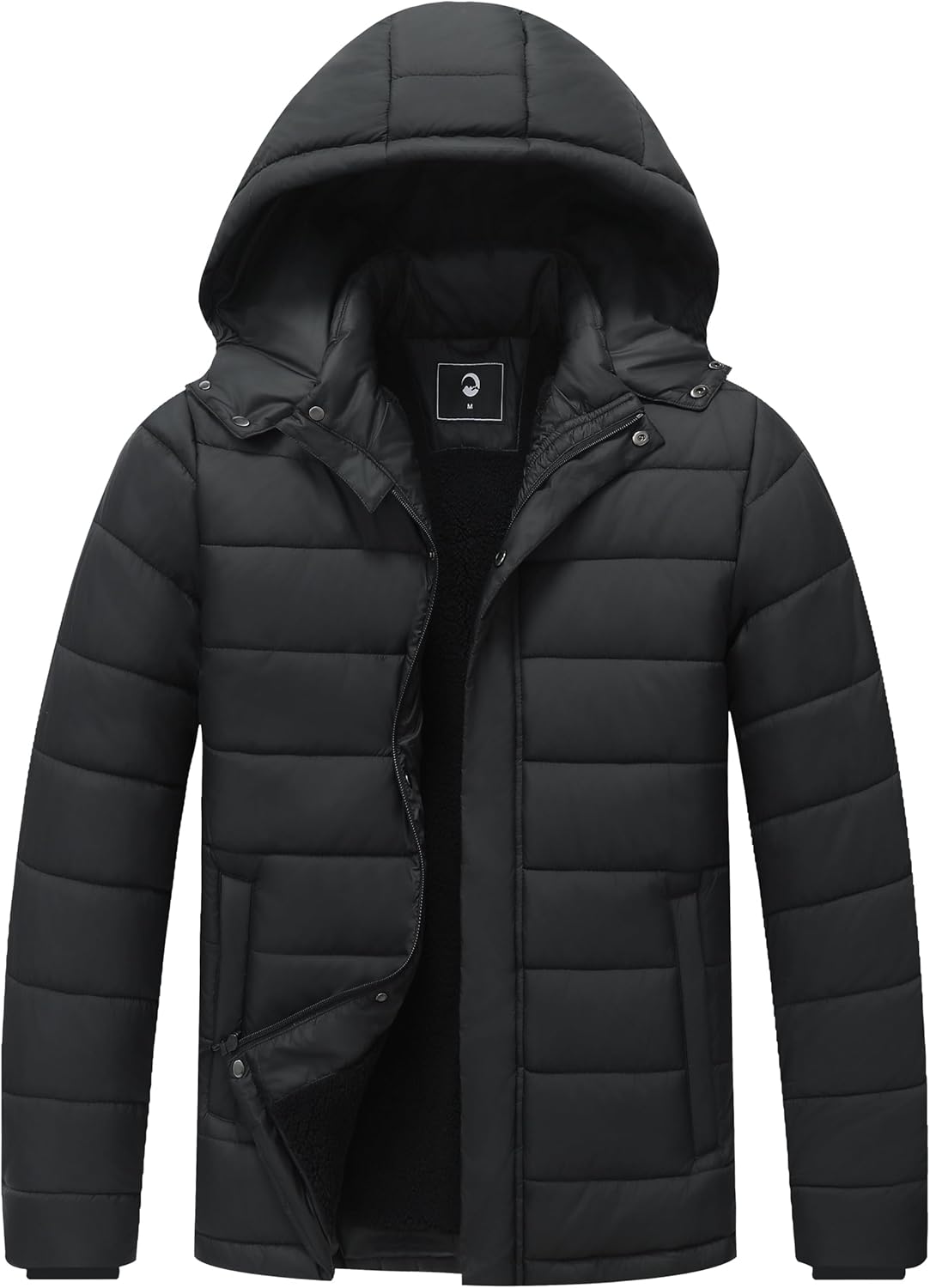 Men's Winter Down Jacket with Detachable Hood | Fleece-Lined Warm Coat Windproof Thickened Design for Cold Weather