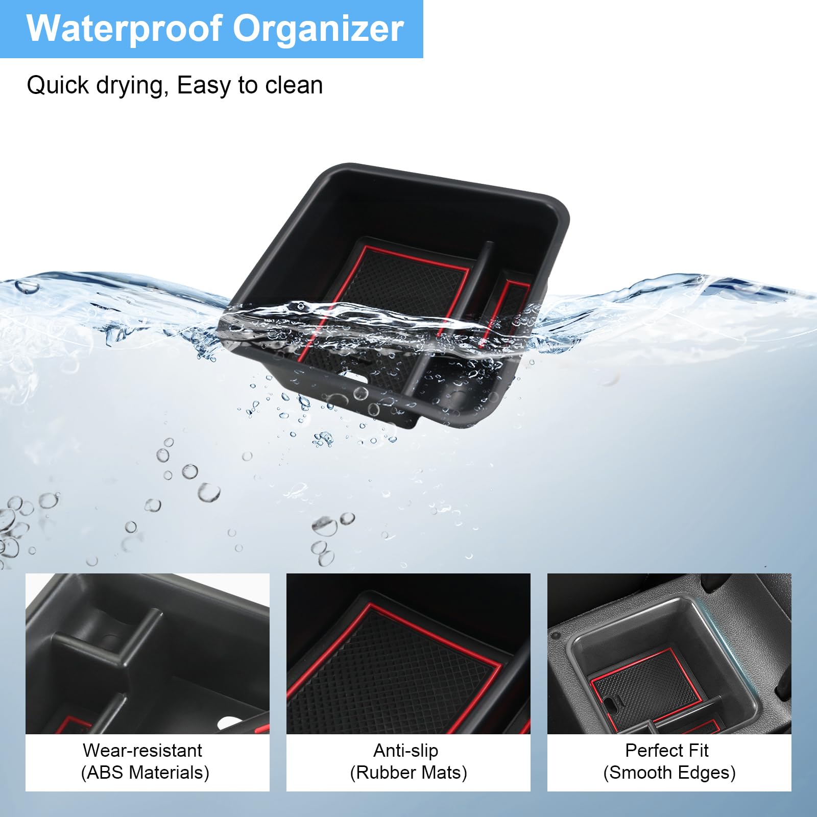 BIXUAN Boîte Rangement Accoudoir VW T-Cross 2019-2024 - Organisateur Console Centrale Avec Tapis Antidérapant