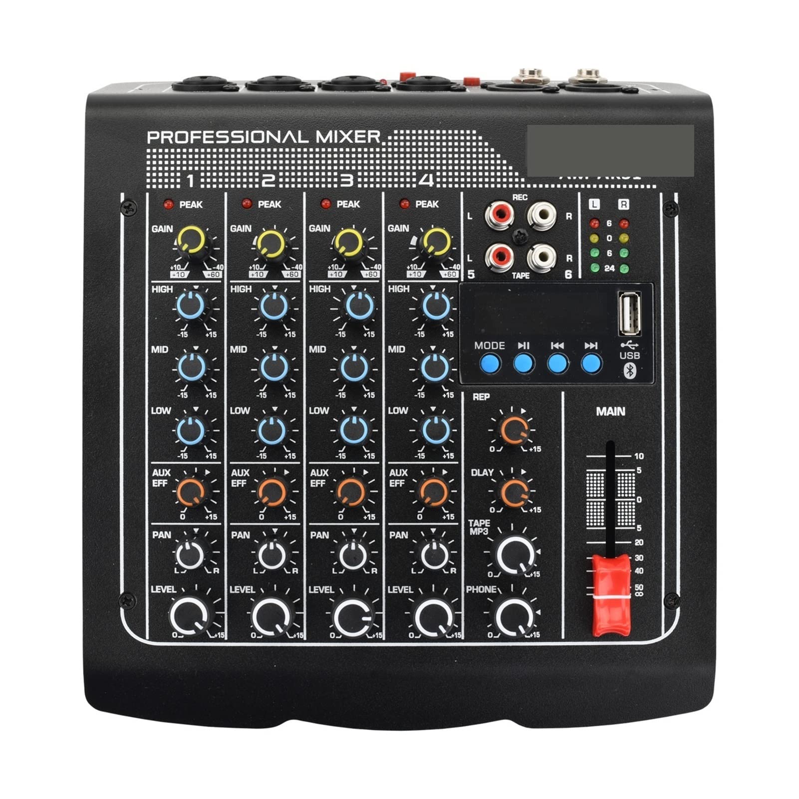 DJ-Mixer-Controller AM-AKS1 Audiomischer für Streaming/Podcasting/Gaming, Telefon, Computer(Black EU plug)