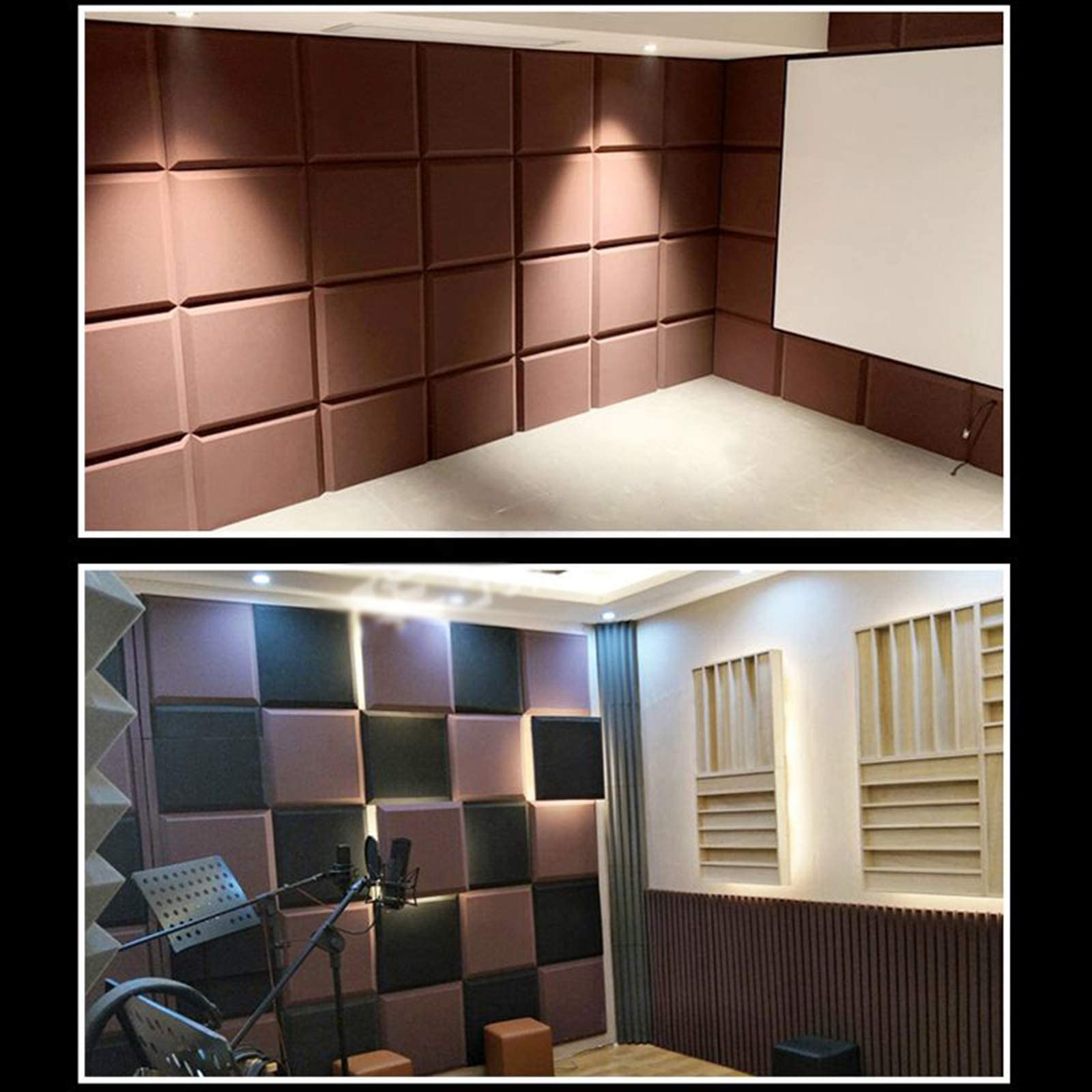 10 SZTUK Panele akustyczne, Bar KTV Dekoracja ścienna Dźwiękochłonne panele piankowe Kolorowa pianka Dźwiękochłonna bawełna 50505 CM (czarny) (niebieski)
