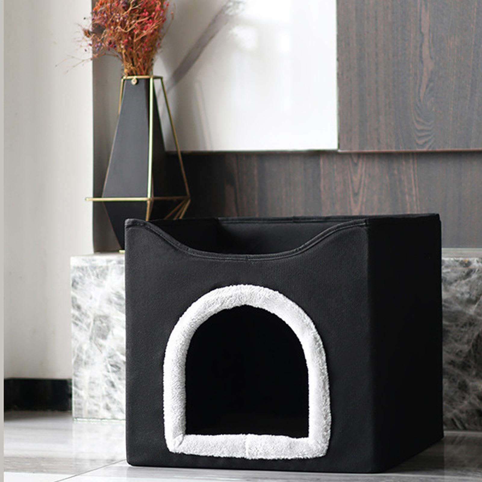 Cubo pieghevole per gatti, casa a pieghevole per cani, canile decorativo | per animali domestici, accessorio doppio strato, casa a per gatti