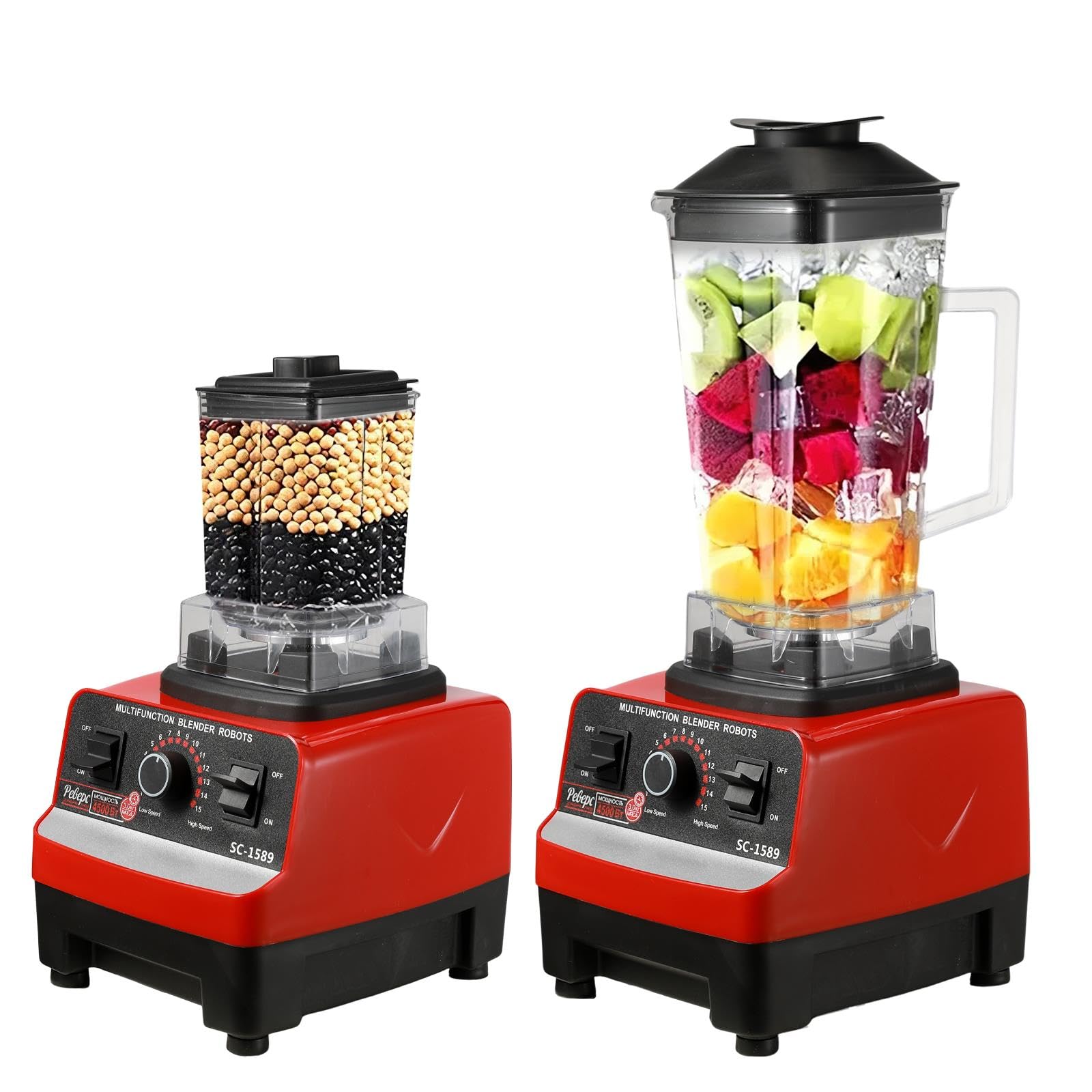 Blender Mixeur 2 en 1, 2L mixer, 15 Vitesses, Sécurité
