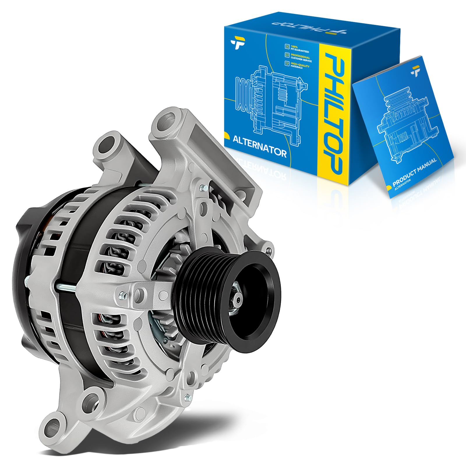 PHILTOP Alternator Compatible with Tundra 2015-2021, Tundra 2007-2014 5.7L, Sequoia 2010-2022, Tundra 2010-2014 4.6L, GX460 2010-2013, Sequoia 2008-2009 5.7L 11352N 12V 150Amp CW S8 8-Groove Pulley-image-7