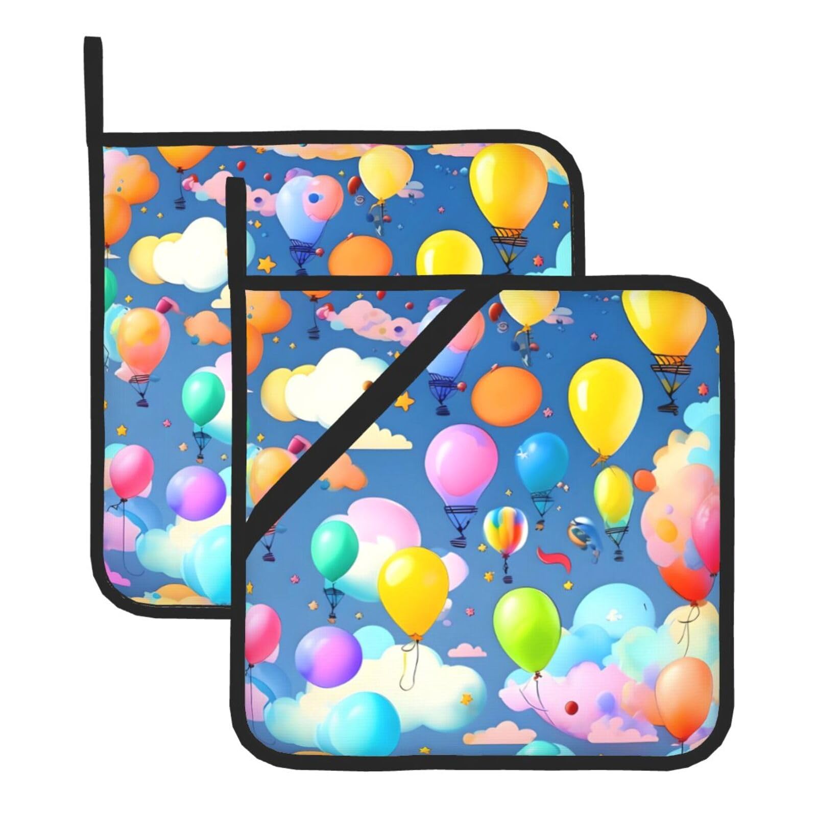Colorful Balloons Square Heat Resistant Trivet Set Thick and Durable for Baking Barbecue Cookware Oven