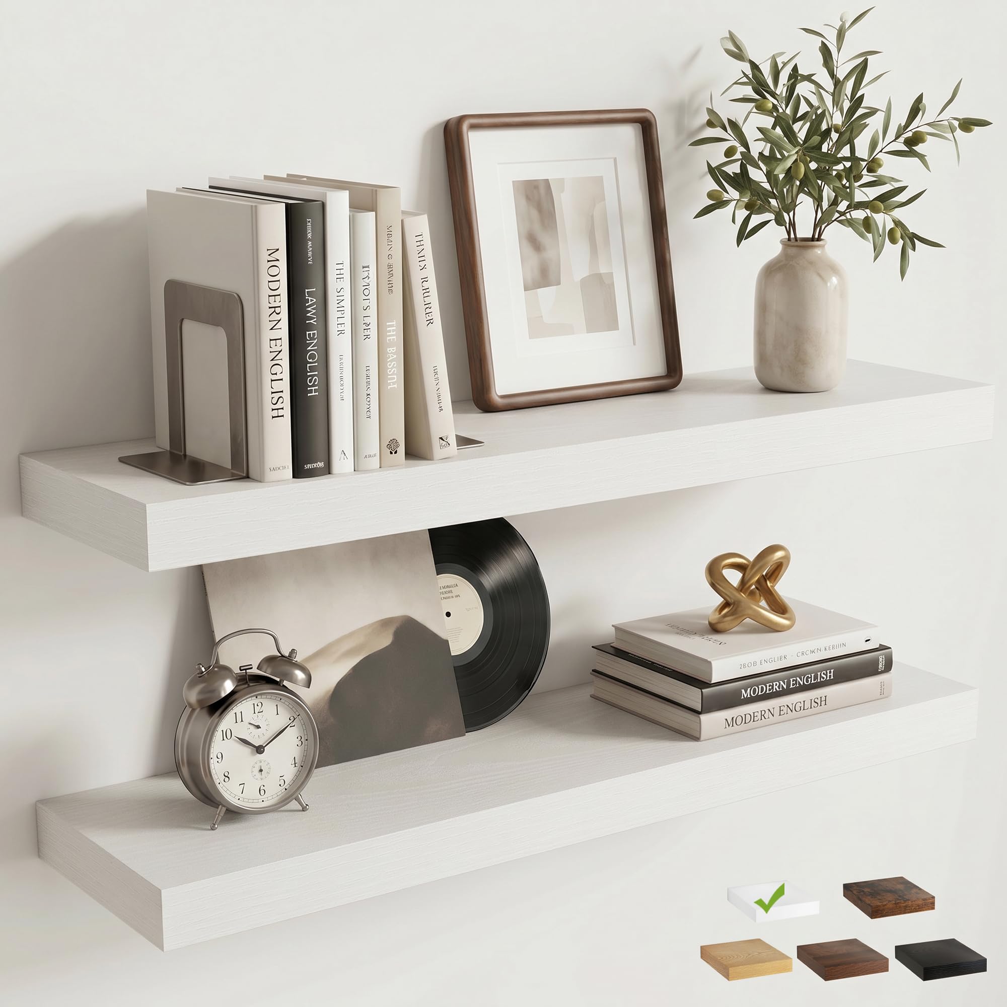 Marsmiles 60cm Floating Shelves, Wall Shelf, Bookshelf, White, 2Pcs