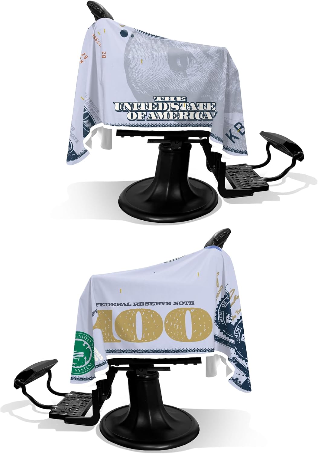 Illuzien $100 Bill (BLUEFACE) PRO Barber Cape, Hair Cut Cape, Water-Resistant Barber Accessories, Professional Cape
