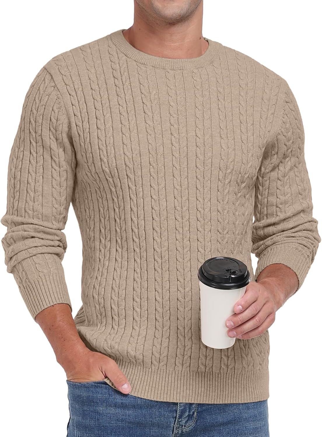 Sailwind Men's Crewneck Pullover Sweater Lightweight Casual Twist Knitted Sweaters - Image 4