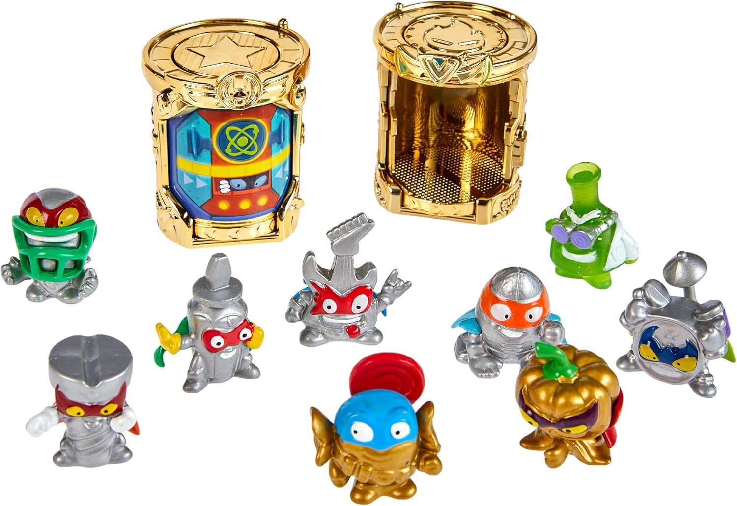 SUPERTHINGS Series 4 Gold Tin – It contains all the special figures from Series 4, including the ultra-rare (Kid Kazoom), the 2 gold leaders, the 6 silver captains and the 2 gold Blasterjets