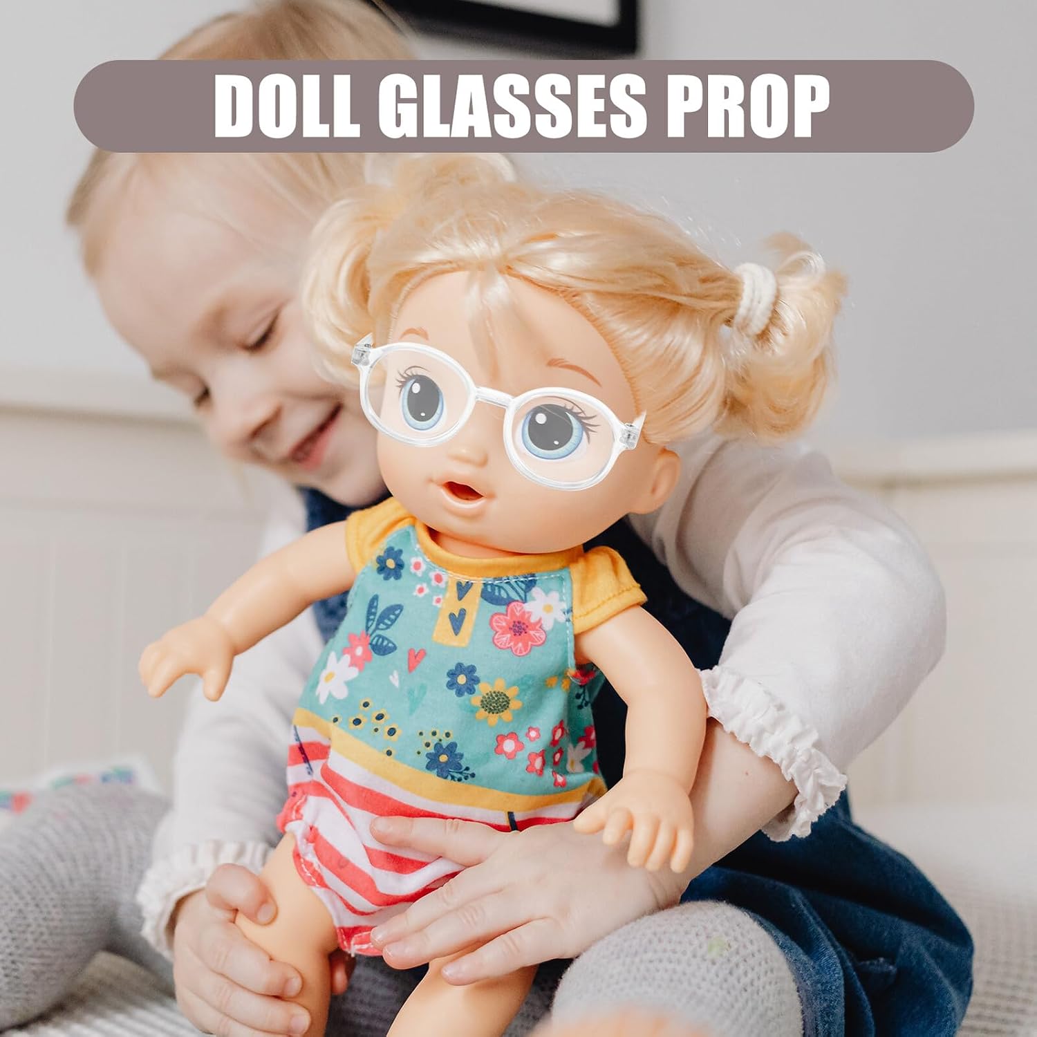 Uonlytech Fashionable Doll Eyeglasses Accessory Transparent Lightweight Eyewear for Doll Dress Up Portable Decorative Glasses for Cosplay and