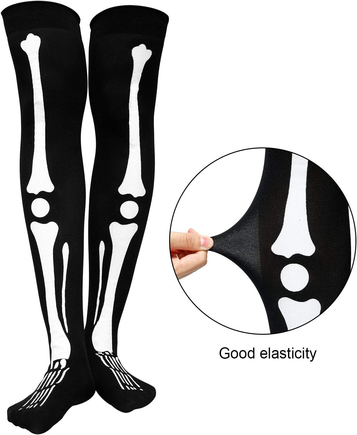 WILLBOND Halloween Skeleton Gloves and Stockings for Men Women