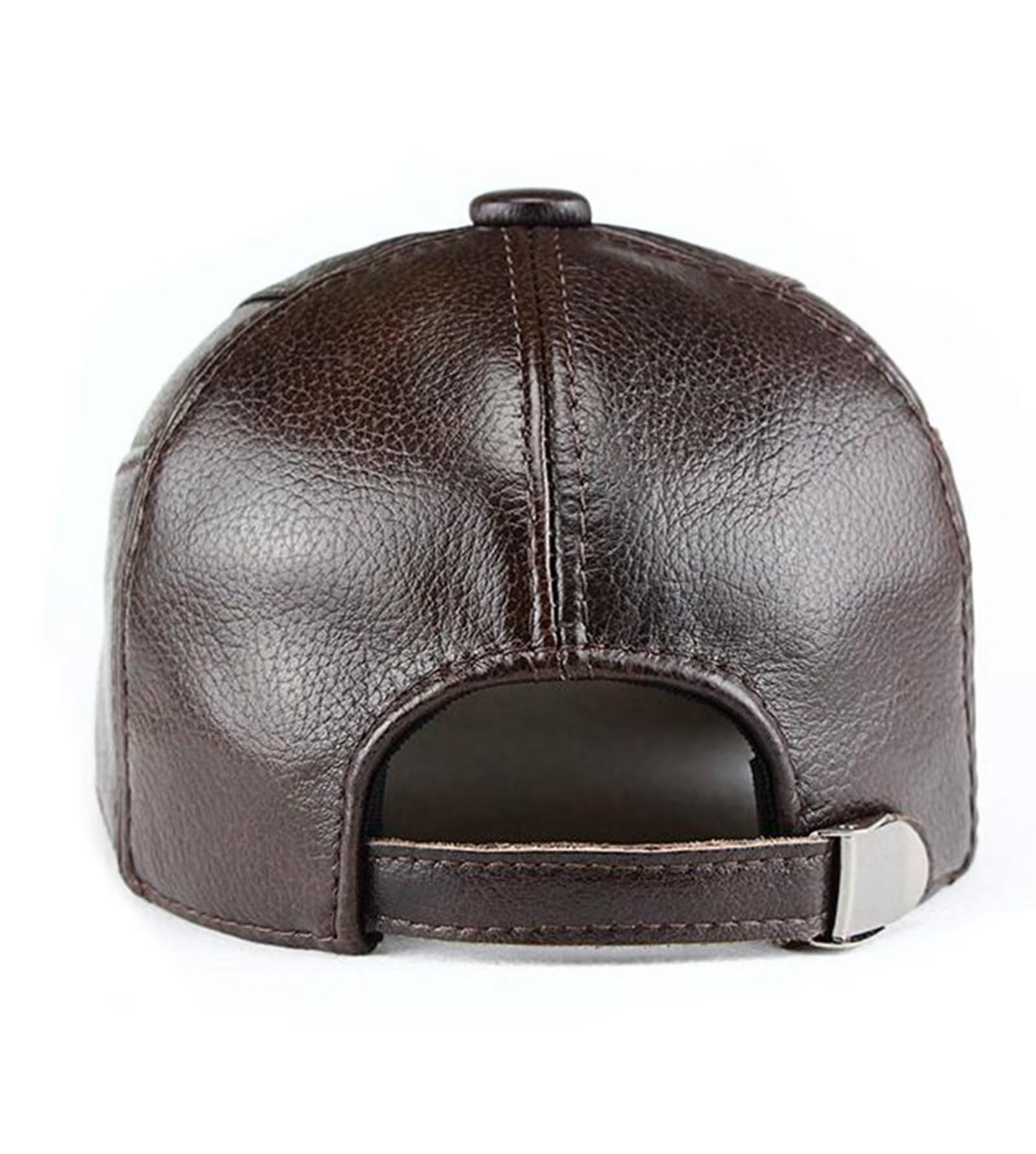 Cappello da Baseball in Pelle da Uomo Autunno Inverno, Impermeabile, Sportivo, con Visiera Regolabile, Cappello da Sole, Cappello da Guida, Marrone-L,Brown-L
