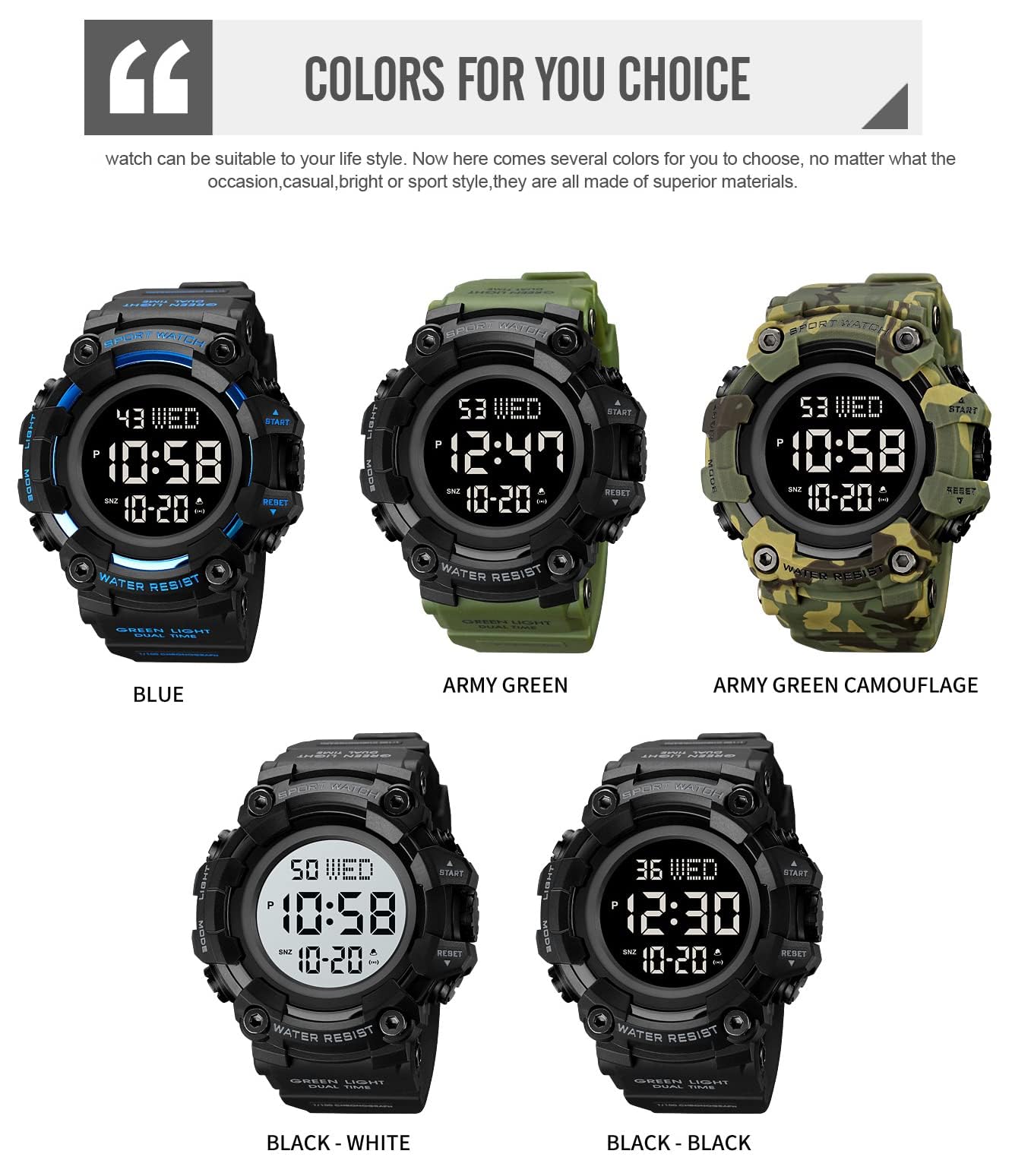 XCZAP Reloj deportivo negro para hombre, cronógrafo de cara grande, reloj de pulsera militar con manecillas luminosas, correa de silicona casual impermeable para uso diario y exterior, regalo para