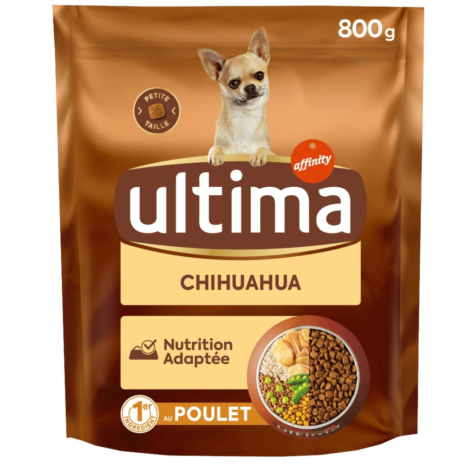 Générique Ultima – Croquettes Saveur Poulet pour Chiens Petits <10kg, Formule Adaptée Chihuahua (800g) - Le Lot De 3