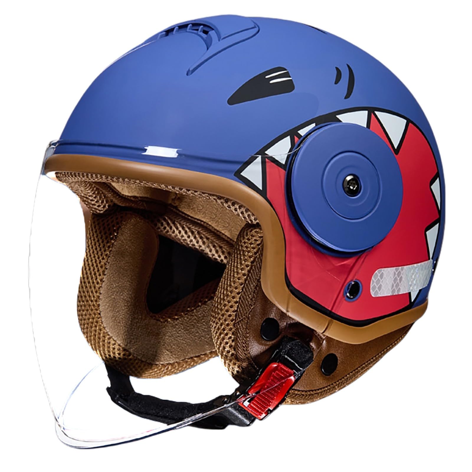 Kask dziecięcy, otwarty kask motocyklowy dla dzieci z wizjerem, regulowany kask na skuter, cruiser, motorower dla chłopców i dziewcząt w wieku 4-12 lat (48-54 cm)