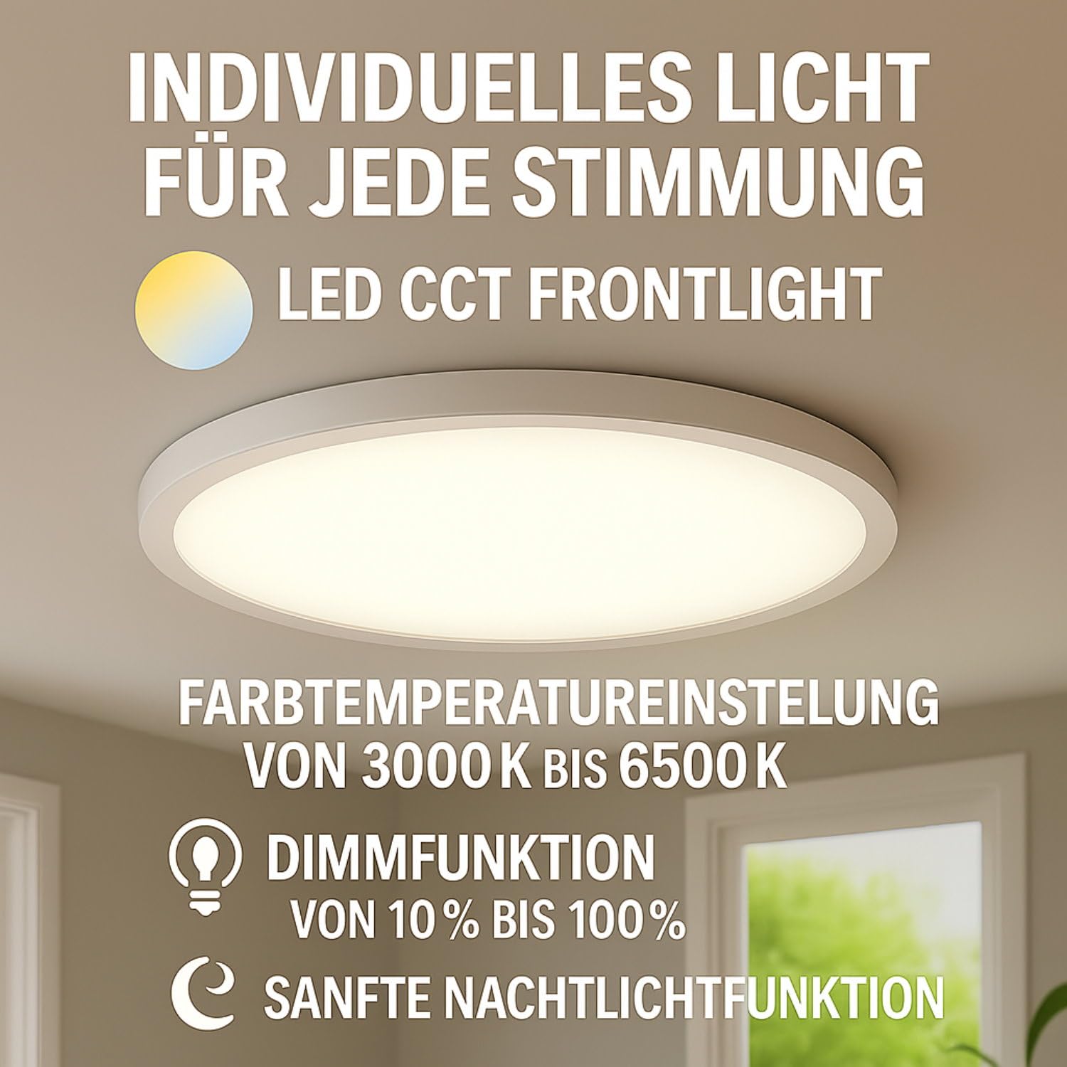 Smart LED RGB CCT lampa sufitowa panel 36 W, możliwość ściemniania, kompatybilna z Alexa, Google Home, sterowanie głosem