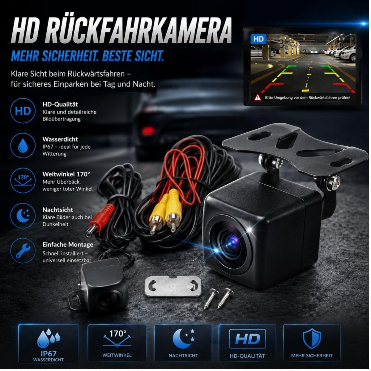 Elebest CarPlay C1026 – 10,26 Zoll Touch Navi mit kabellosem Apple CarPlay & Android Auto, 4K Dashcam vorne, Rückfahrkamera, GPS, Bluetooth & Sprachsteuerung